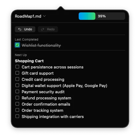 ProjectProgressTracker menu bar popover