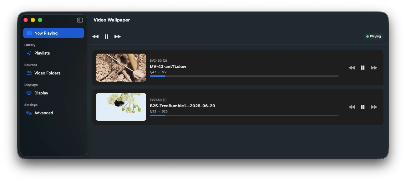 Now Playing screen